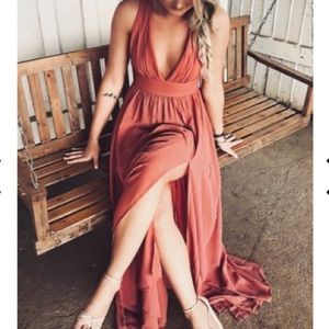 Lulus Heavenly Hues Rusty Rose Maxi Dress